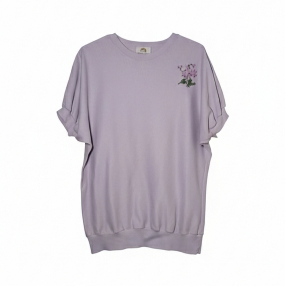VTG Sloppy Joes Lavender Floral Embroidered Sweatshirt Top Uni Size 90s